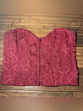 Windsor Maroon Corset Lace Top Size